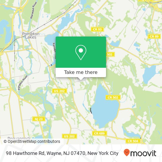 Mapa de 98 Hawthorne Rd, Wayne, NJ 07470