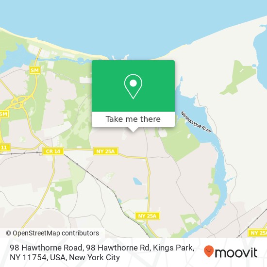 Mapa de 98 Hawthorne Road, 98 Hawthorne Rd, Kings Park, NY 11754, USA