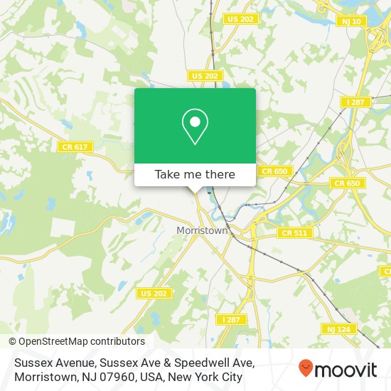 Sussex Avenue, Sussex Ave & Speedwell Ave, Morristown, NJ 07960, USA map