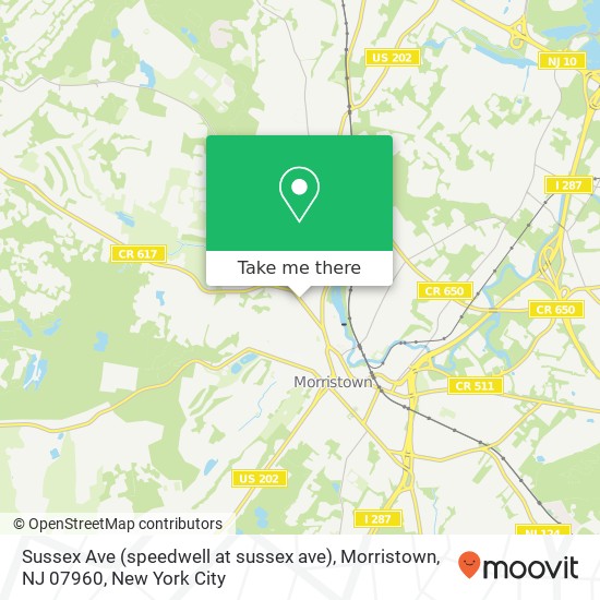 Sussex Ave (speedwell at sussex ave), Morristown, NJ 07960 map