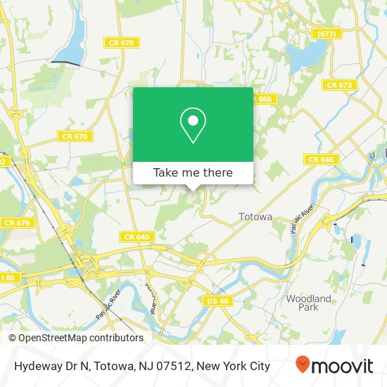 Mapa de Hydeway Dr N, Totowa, NJ 07512