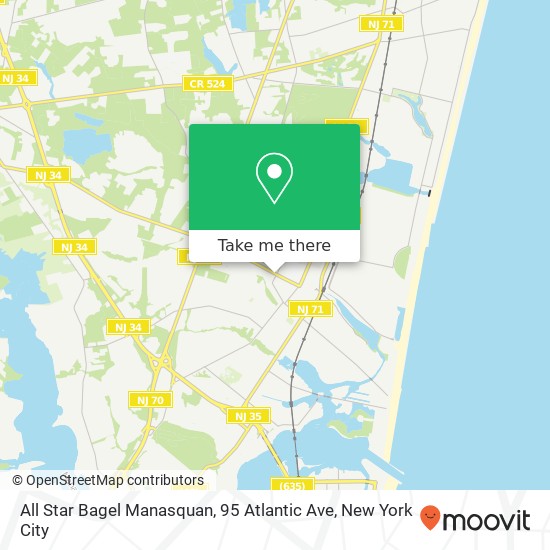 Mapa de All Star Bagel Manasquan, 95 Atlantic Ave
