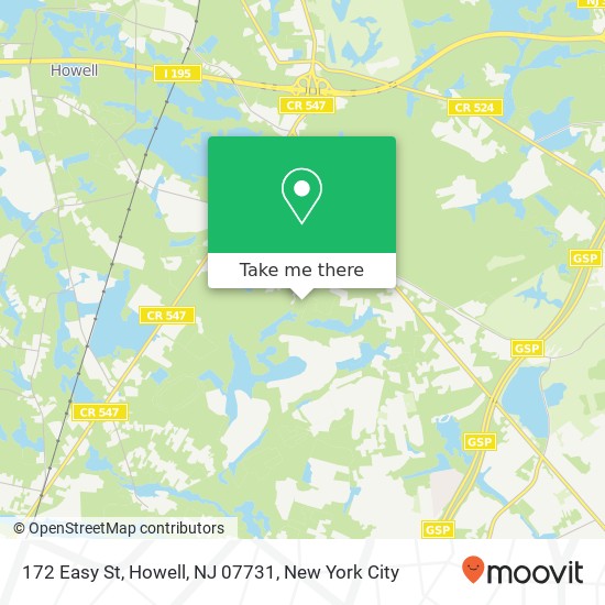 Mapa de 172 Easy St, Howell, NJ 07731