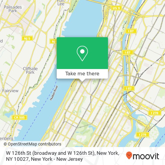 Mapa de W 126th St (broadway and W 126th St), New York, NY 10027