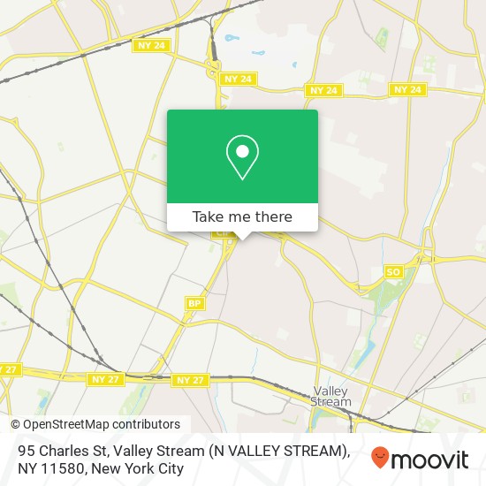 Mapa de 95 Charles St, Valley Stream (N VALLEY STREAM), NY 11580