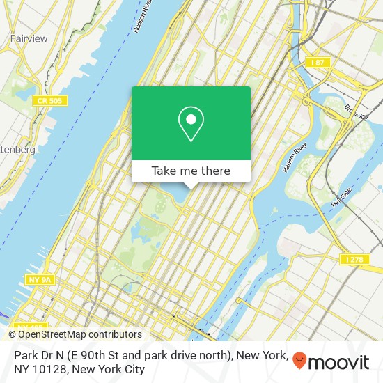 Mapa de Park Dr N (E 90th St and park drive north), New York, NY 10128