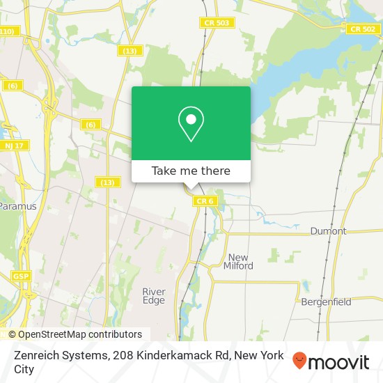 Mapa de Zenreich Systems, 208 Kinderkamack Rd