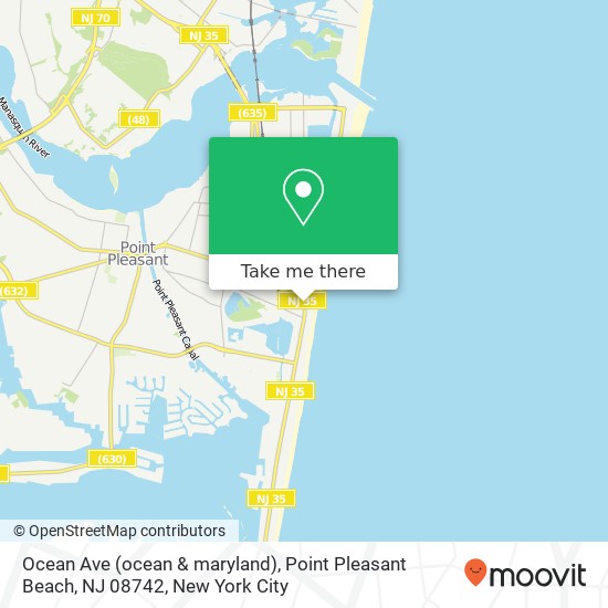 Mapa de Ocean Ave (ocean & maryland), Point Pleasant Beach, NJ 08742