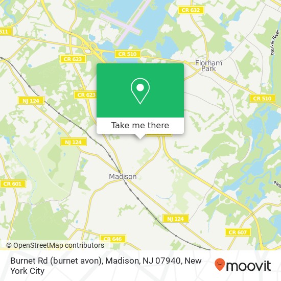 Mapa de Burnet Rd (burnet avon), Madison, NJ 07940