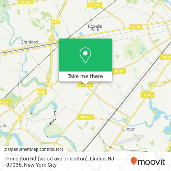 Mapa de Princeton Rd (wood ave princeton), Linden, NJ 07036