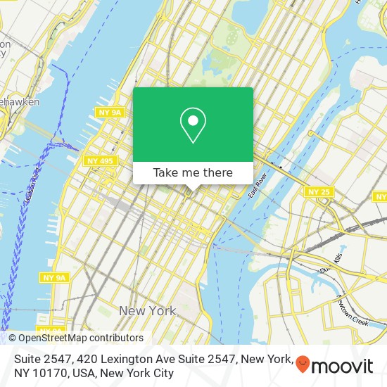 Mapa de Suite 2547, 420 Lexington Ave Suite 2547, New York, NY 10170, USA