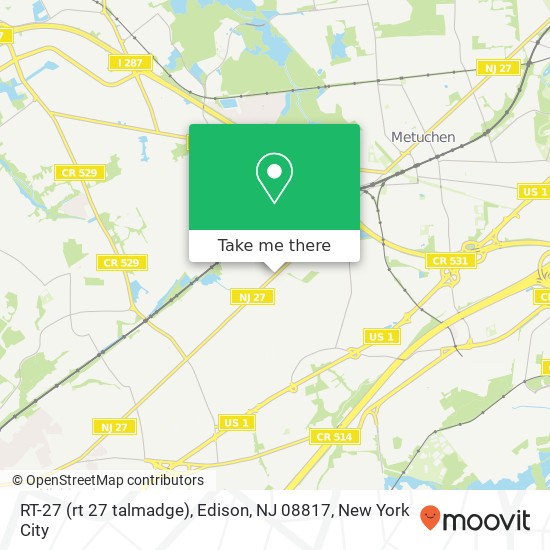 Mapa de RT-27 (rt 27 talmadge), Edison, NJ 08817