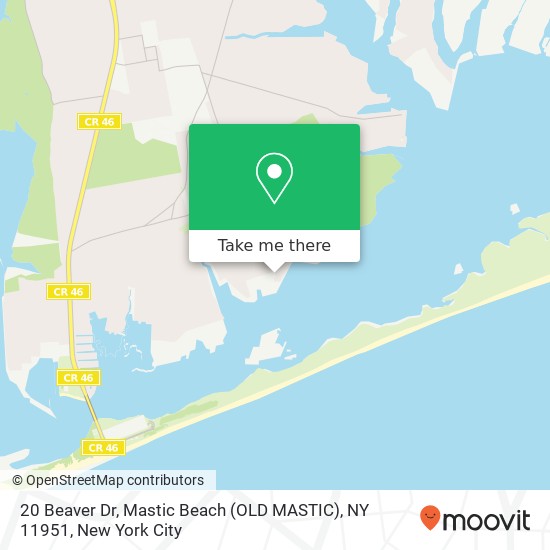Mapa de 20 Beaver Dr, Mastic Beach (OLD MASTIC), NY 11951