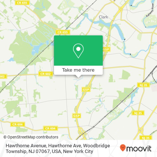 Mapa de Hawthorne Avenue, Hawthorne Ave, Woodbridge Township, NJ 07067, USA