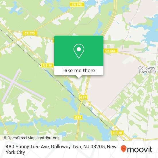 Mapa de 480 Ebony Tree Ave, Galloway Twp, NJ 08205