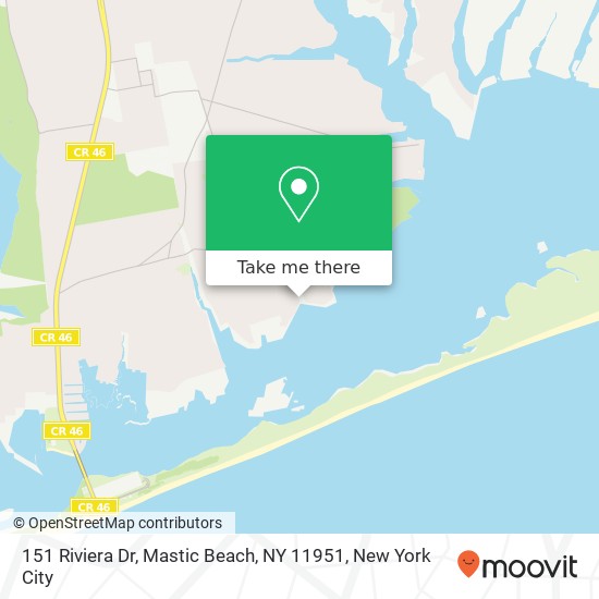 Mapa de 151 Riviera Dr, Mastic Beach, NY 11951