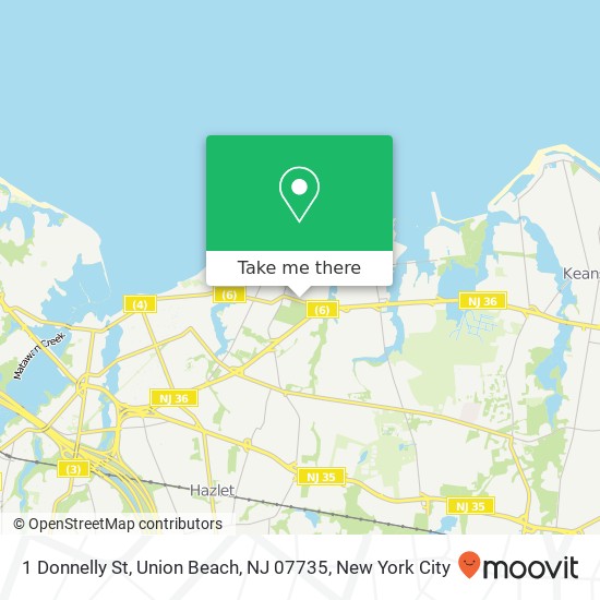 Mapa de 1 Donnelly St, Union Beach, NJ 07735