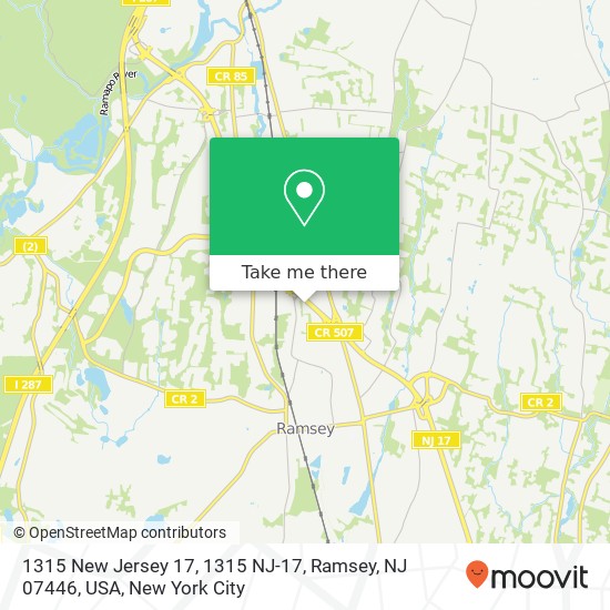 Mapa de 1315 New Jersey 17, 1315 NJ-17, Ramsey, NJ 07446, USA