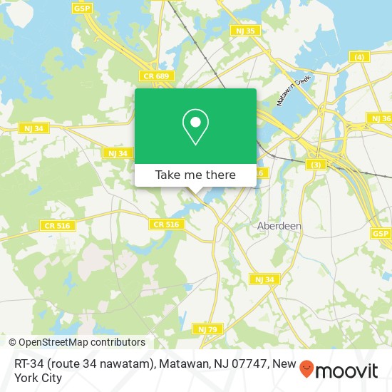 Mapa de RT-34 (route 34 nawatam), Matawan, NJ 07747