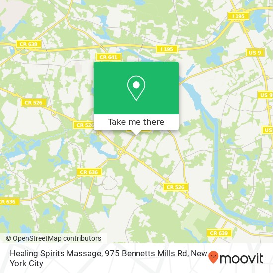 Mapa de Healing Spirits Massage, 975 Bennetts Mills Rd