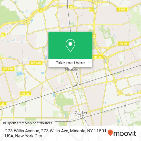 273 Willis Avenue, 273 Willis Ave, Mineola, NY 11501, USA map