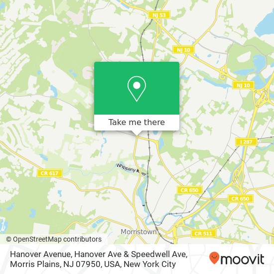 Hanover Avenue, Hanover Ave & Speedwell Ave, Morris Plains, NJ 07950, USA map