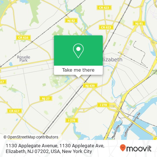 1130 Applegate Avenue, 1130 Applegate Ave, Elizabeth, NJ 07202, USA map