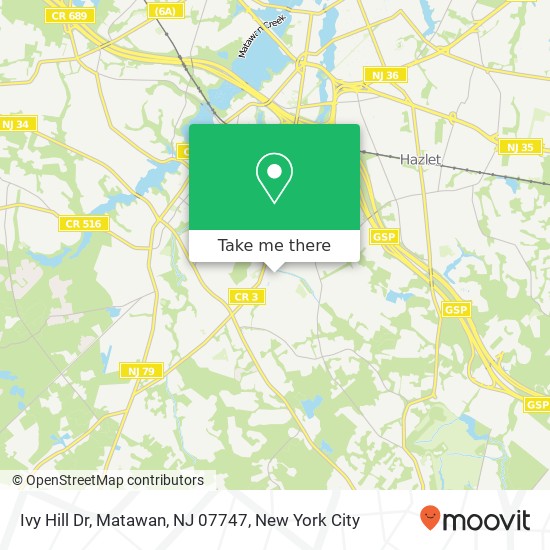 Mapa de Ivy Hill Dr, Matawan, NJ 07747
