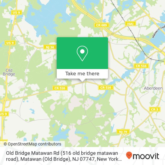 Mapa de Old Bridge Matawan Rd (516 old bridge matawan road), Matawan (Old Bridge), NJ 07747