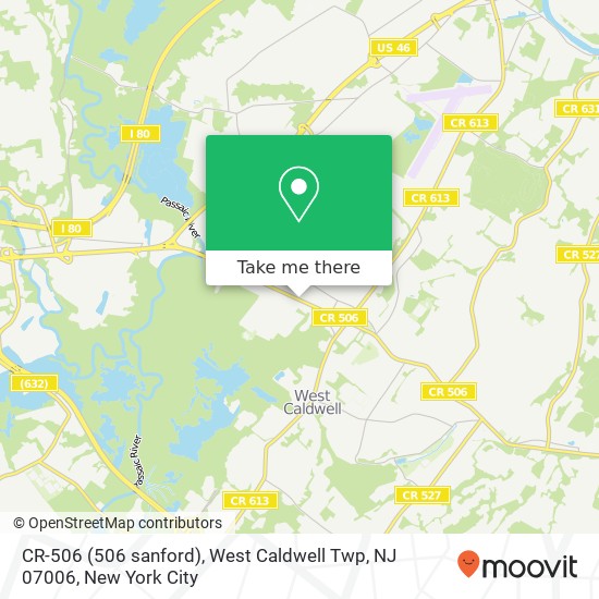 Mapa de CR-506 (506 sanford), West Caldwell Twp, NJ 07006