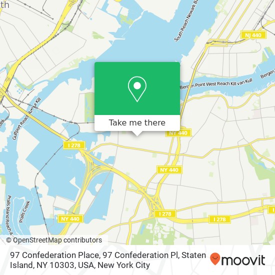 Mapa de 97 Confederation Place, 97 Confederation Pl, Staten Island, NY 10303, USA