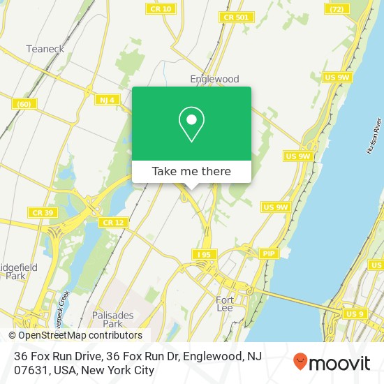 Mapa de 36 Fox Run Drive, 36 Fox Run Dr, Englewood, NJ 07631, USA