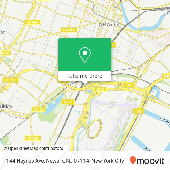 Mapa de 144 Haynes Ave, Newark, NJ 07114