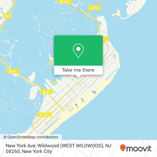 Mapa de New York Ave, Wildwood (WEST WILDWOOD), NJ 08260