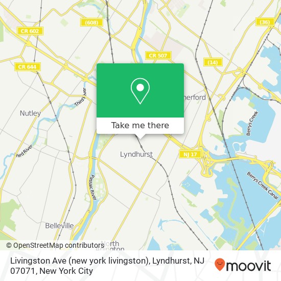 Mapa de Livingston Ave (new york livingston), Lyndhurst, NJ 07071