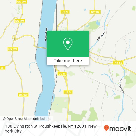 Mapa de 108 Livingston St, Poughkeepsie, NY 12601