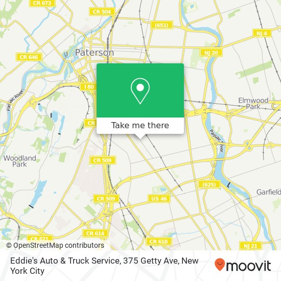 Mapa de Eddie's Auto & Truck Service, 375 Getty Ave