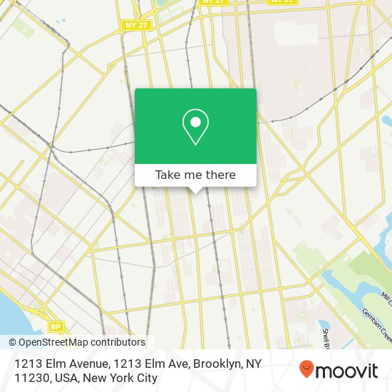 Mapa de 1213 Elm Avenue, 1213 Elm Ave, Brooklyn, NY 11230, USA