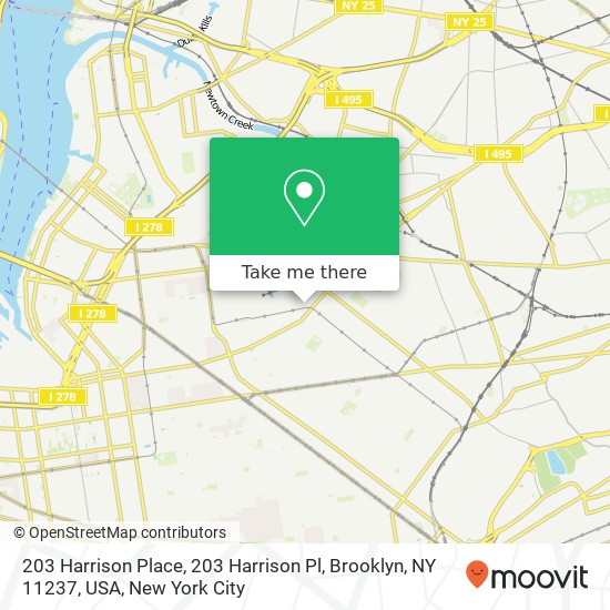 203 Harrison Place, 203 Harrison Pl, Brooklyn, NY 11237, USA map