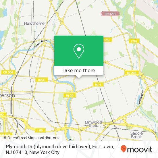 Mapa de Plymouth Dr (plymouth drive fairhaven), Fair Lawn, NJ 07410