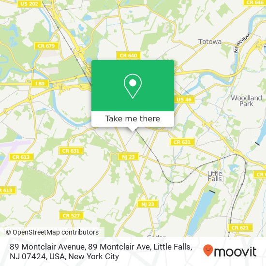 Mapa de 89 Montclair Avenue, 89 Montclair Ave, Little Falls, NJ 07424, USA