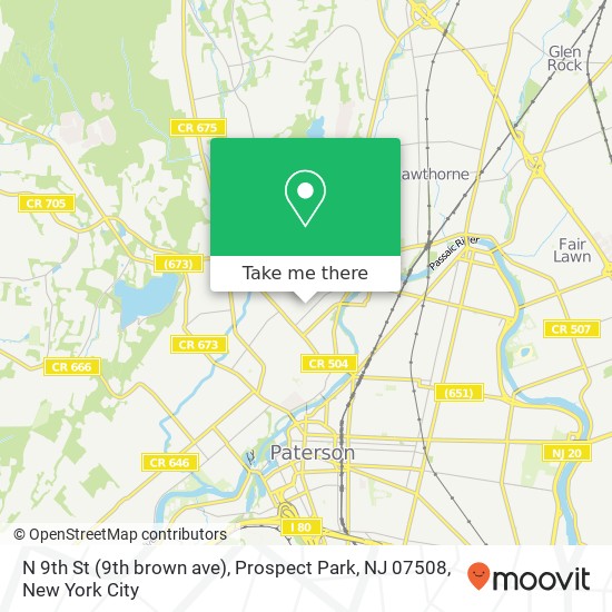 Mapa de N 9th St (9th brown ave), Prospect Park, NJ 07508