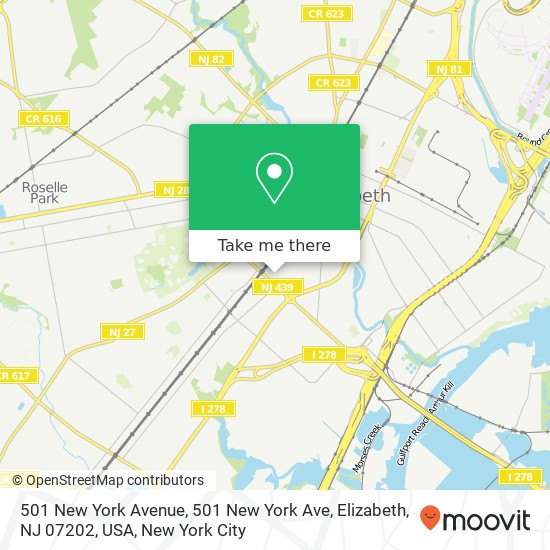 Mapa de 501 New York Avenue, 501 New York Ave, Elizabeth, NJ 07202, USA