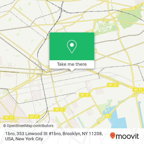 1bro, 353 Linwood St #1bro, Brooklyn, NY 11208, USA map