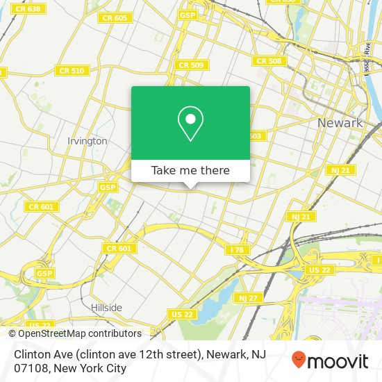 Mapa de Clinton Ave (clinton ave 12th street), Newark, NJ 07108