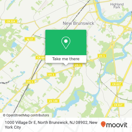 Mapa de 1000 Village Dr E, North Brunswick, NJ 08902