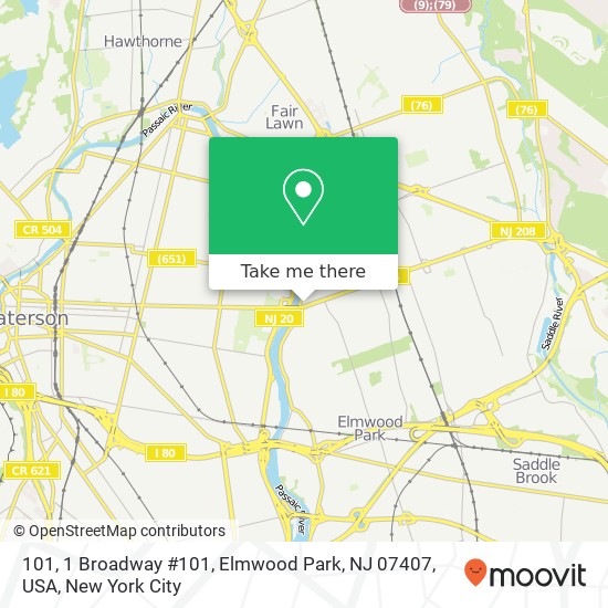 Mapa de 101, 1 Broadway #101, Elmwood Park, NJ 07407, USA