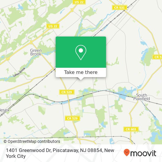 Mapa de 1401 Greenwood Dr, Piscataway, NJ 08854