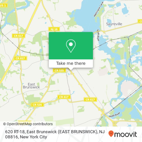 Mapa de 620 RT-18, East Brunswick (EAST BRUNSWICK), NJ 08816