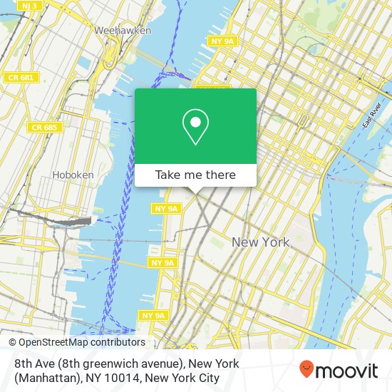 Mapa de 8th Ave (8th greenwich avenue), New York (Manhattan), NY 10014